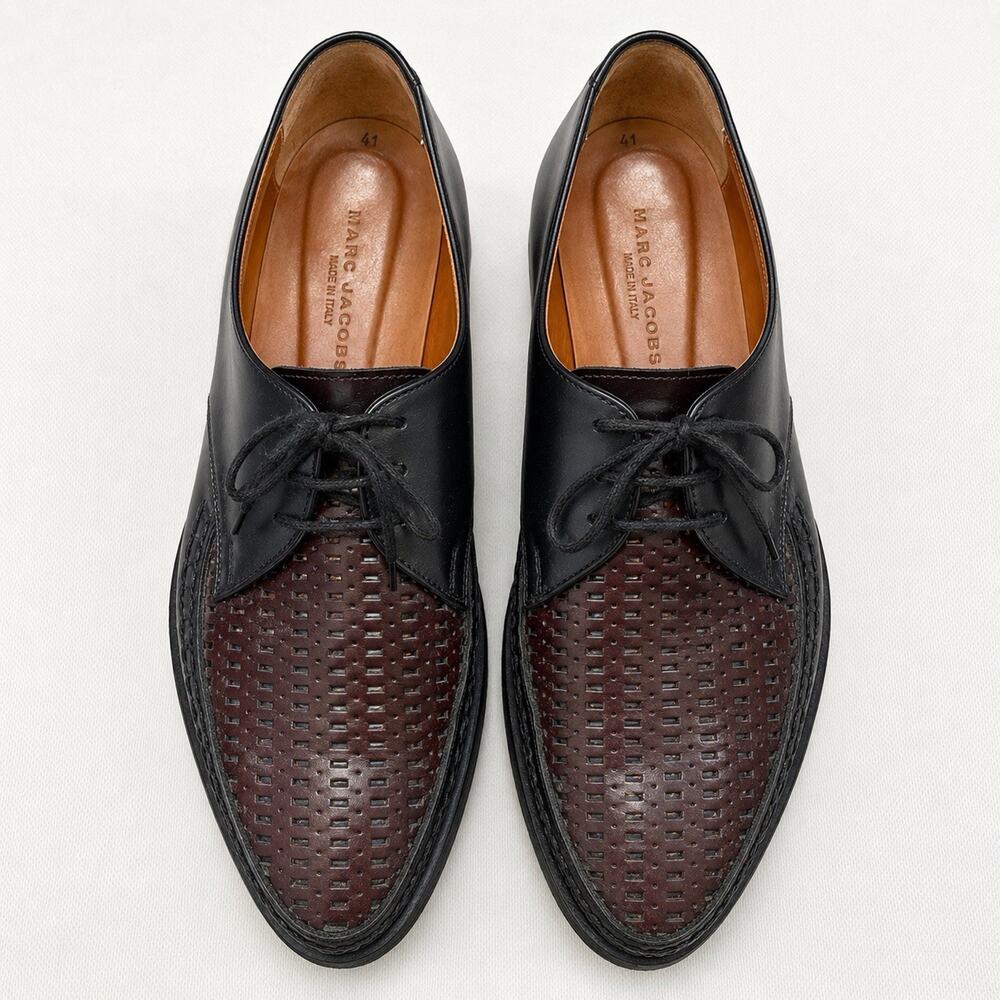Marc Jacobs Made In Italy Woven Leather Derby Shoes Mens EU 41 US 8 Oxford EUC